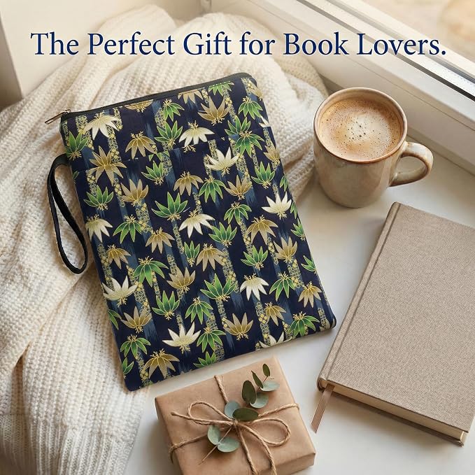 Book Sleeve for Paperbacks – Padded Book Cover with Zipper, Dust-Proof Protector Sleeve, Fabric Books Pouch Fit for Books Notebook Journal, Maximum 8x11inch
