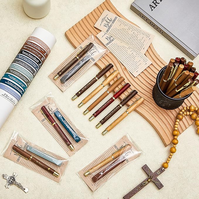 Feifeiya 50 Sets Father’s Day Christian Gifts Bulk for Men, Religious Gift Set with Bible Verse Pens, Scripture Wristbands, Bible Emergency Numbers Bookmarks, Gift Bags for Dad Grandpa Church