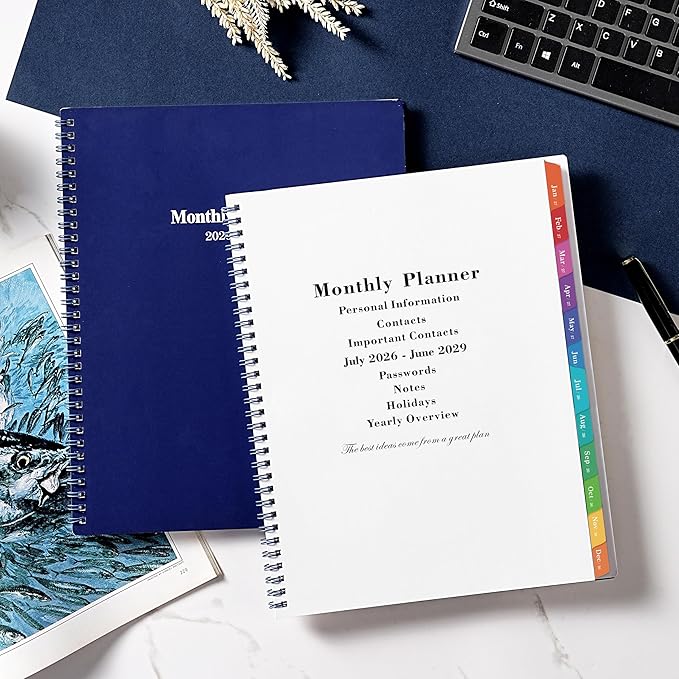 2026-2029 Monthly Planner/Calendar - 3 Year Monthly Planner 2026-2029, Jul 2026 - Jun 2029, 9'' x 11'', Calendar Planner with 36 Months Tabs, Double-Side Pocket, Holidays, Notes Pages-Blue