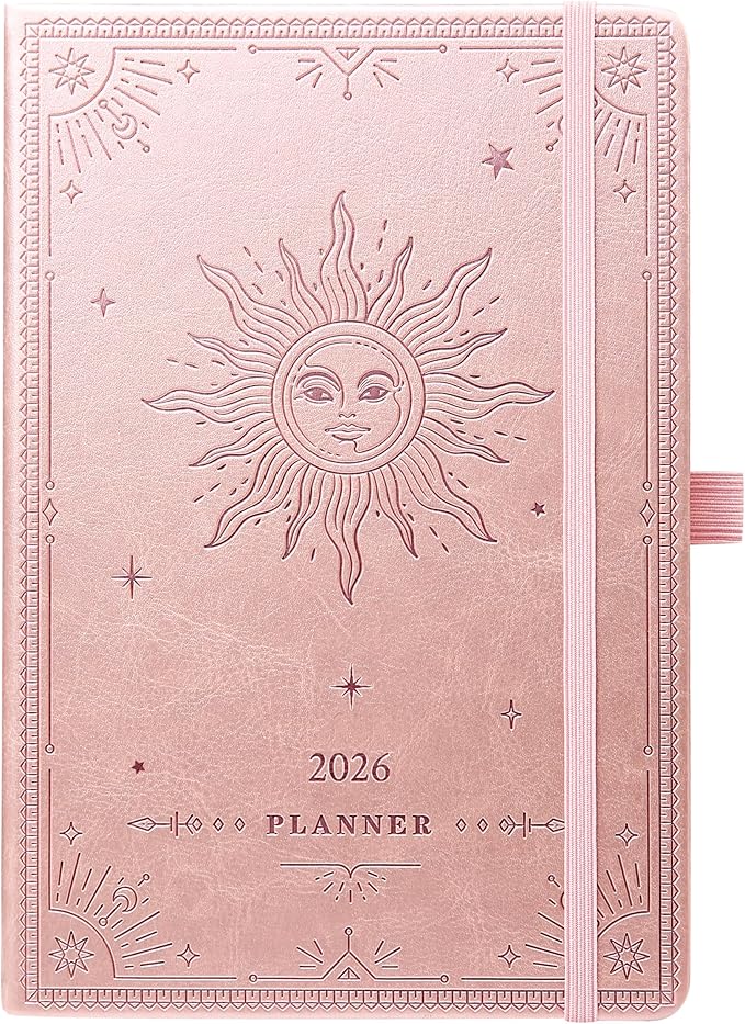 Planner 2026-2026 Planner, Jan 2026 - Dec 2026, 5.75" x 8.25", 2026 Weekly and Monthly Planner, Faux Leather planners 26 with Back Pocket & 40 Notes Pages - Rose Gold