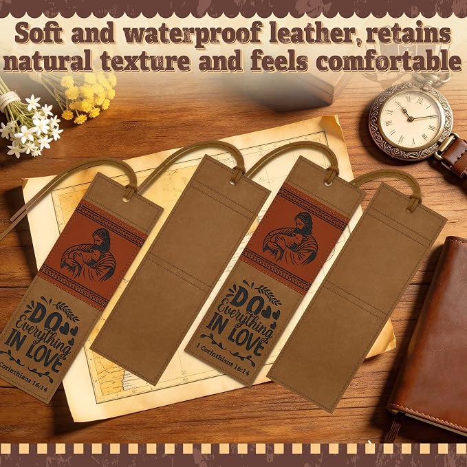 1PC Leather Bookmark Bible Bookmarks for Reading Women Men Book Lovers Gifts, Stitched Religious Christian Bookmark Page Markers Inspirational Bible Verse Scripture Book Marks (Vintage-2-Jesus)