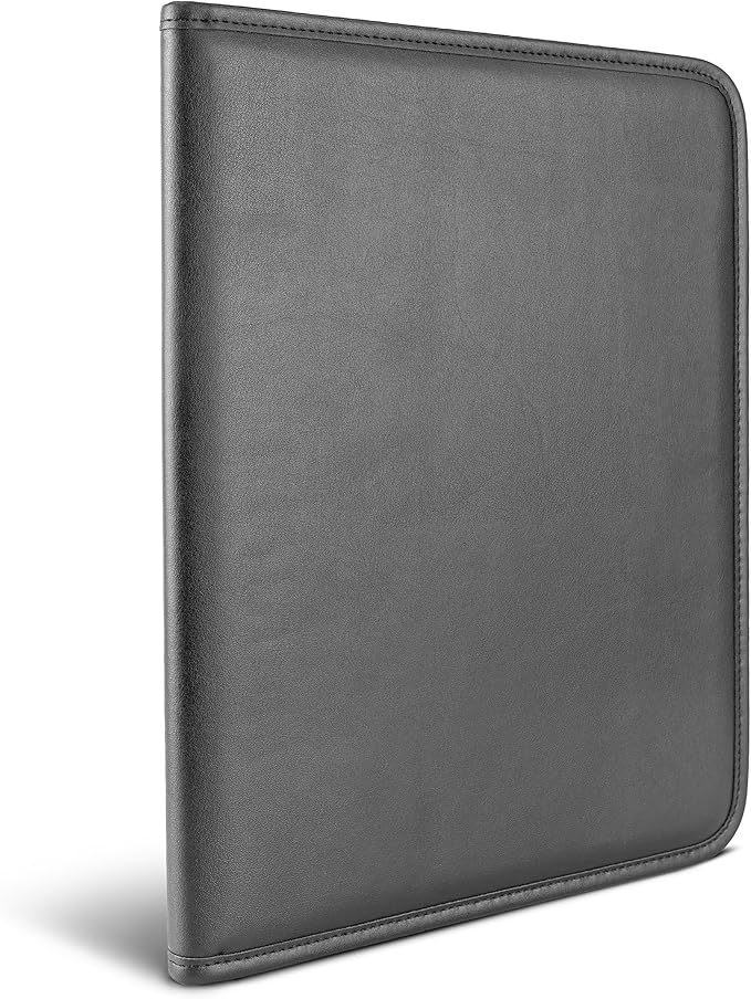 Samsill Professional Padfolio - Faux Leather Portfolio Folder for Men and Women, Leather Padfolio with 8.5 x 11 Writing Pad, Resume Portfolio Folder, Functional Business Portfolio for Meetings and Interviews, Black