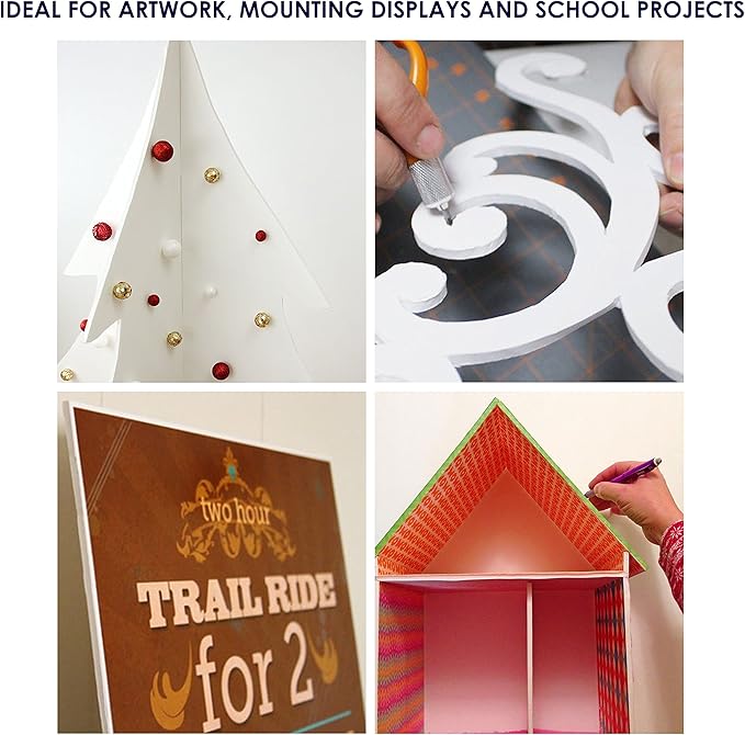 Foam Board 24 x 36 x 3/16" (5mm) - 12 Pack - White Poster Board, Acid Free, Double Sided, Rigid, Sign Board Foamboard for Mounting, Crafts, Paintings Prints, Art, Display, Presentation and Projects