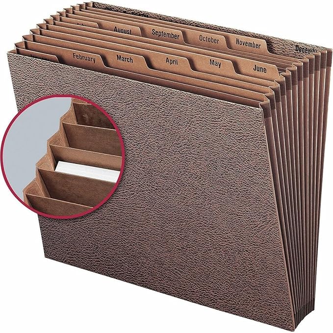 Smead TUFF Expanding File, Monthly (Jan.-Dec.), 12 Pockets, Letter Size, Redrope-Printed Stock (70488)