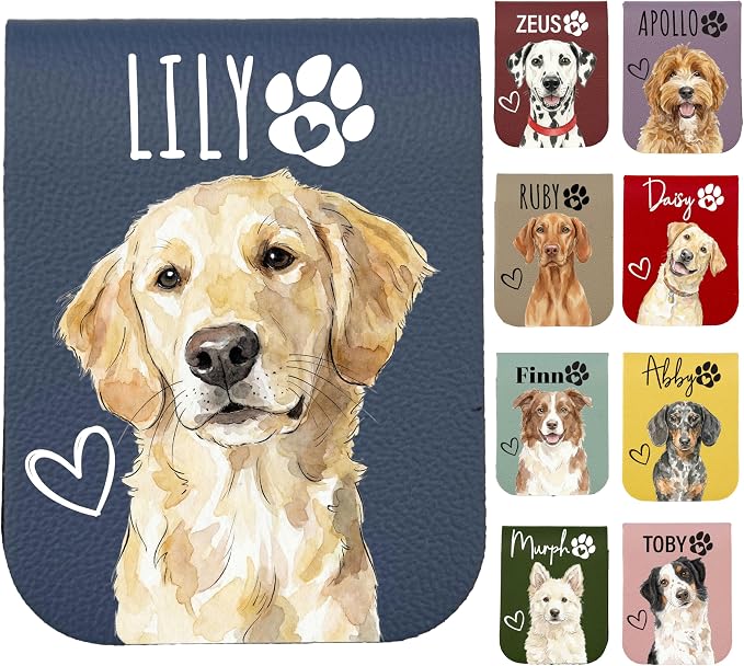 Personalized Magnetic Bookmark with Name, Custom Name Page Marker for Readers, Teachers, and Students, Floral and Botanical Design (3-Pet Leather)