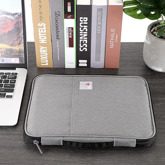 BTSKY New Universal A4 Document Bags Portfolio Organizer- Waterproof Travel Gear Organizer Zipper Case/Document File Bag for Ipads, Notebooks, Pens, Document Dark Grey New