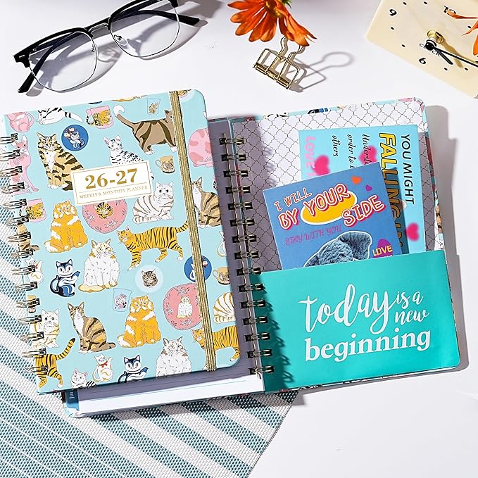 Planner 2026-2027 - 2026-2027 Cats Planner Weekly and Monthly, July 2026 - June 2027, 6.4"x 8.5", Cute Planners with Elastic Closure, Inner Pocket - Cats