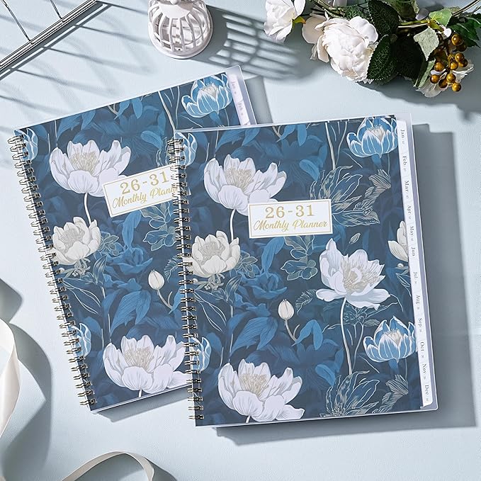 2026-2031 Monthly Planner - 5 Year Planner/Calendar from JUL. 2026 - JUN. 2031, 9" x 11", Monthly Tabs, Back Pocket, Twin-Wire Binding, Transparent Waterproof PP Cover