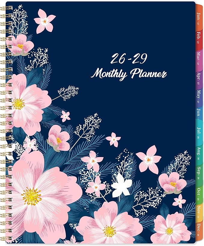 2026-2029 Monthly Planner - July 2026 - June 2029, 3 Year Months Planner, 9" x 11", Notes Pages, 36 Colorful Monthly Tabs, Back Pocket