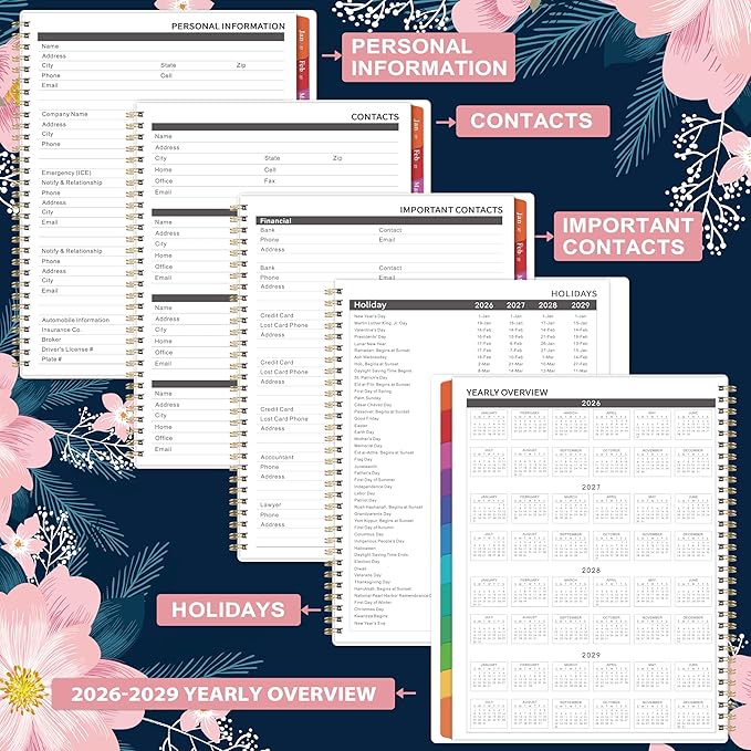 2026-2029 Monthly Planner - July 2026 - June 2029, 3 Year Months Planner, 9" x 11", Notes Pages, 36 Colorful Monthly Tabs, Back Pocket