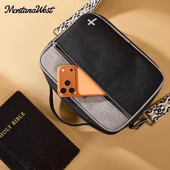 Montana West Bible Covers for Women Men with Leather Bookmark Carrying Book Case Church Bag Outdoor Protective