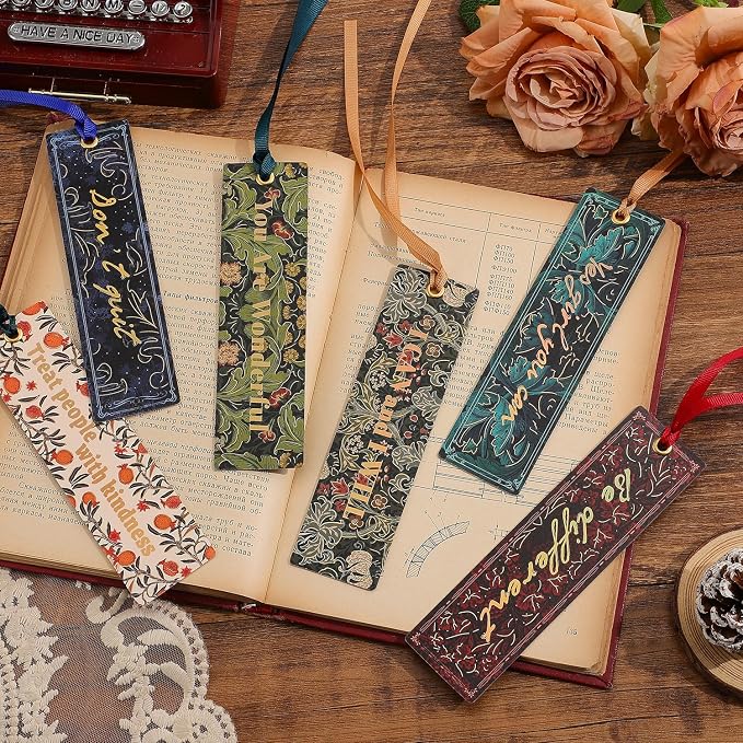 10 PCS Inspirational Floral Bookmarks, Flower Paper Bookmark Set, Women Motivational Book Mark for Women Girls Reading Lovers Teachers Gift