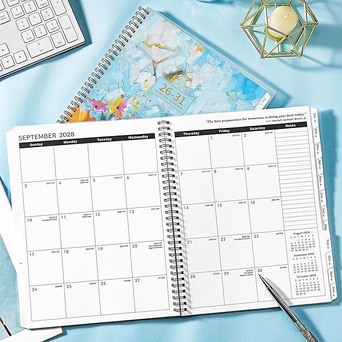 2026-2031 Monthly Planner - 5 Year Monthly Planner/Calendar 2026-2031, July 2026 - June 2031, 9" x 11", Twin-Wire Binding, 60 Month Tabs, Back Pocket, Notes, Holidays, Transparent Waterproof PP Cover