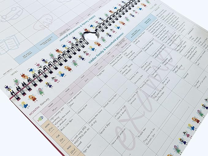 tiddler family & household planner | Undated Weekly Family Organizer/Planner Calendar | Clever Layout in A4 Size (11.7" x 8.3") | Space For 6 People & 1 Years Planning | Features (Fabulous Fairies)