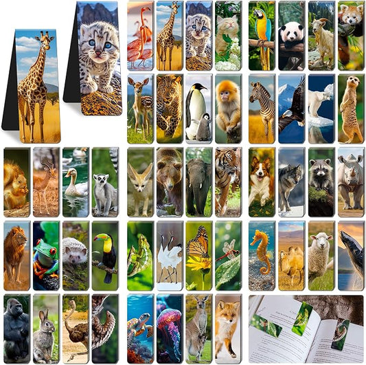 96Pack Magnetic Bookmarks Bulk Book Marks for Reading Women Men Adults Book Lovers Gifts, Cute Bookmarks Magnet Bookmark Clips Magnetic Page Markers Pretty Funny BookMarker (Animals)