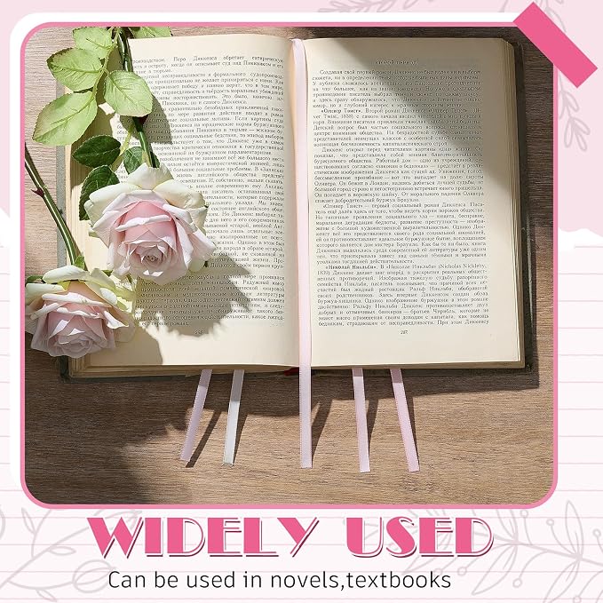Outus 3 Pieces Bible Ribbon Bookmark Markers Artificial Leather Bookmark with Ribbons for Books Office(Stylish,Pink)