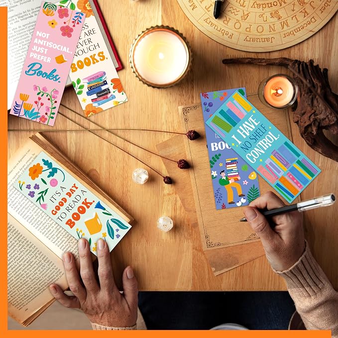 120 PCS Book Lover Bookmarks, 30 Unique Designs Double-Sided Read Accessories Page Markers Reading Bookmarks for Women, Men, Kids, Adults, Students, Book Lovers All Ages