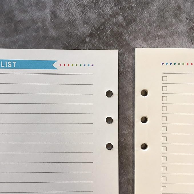 Zelten Refills/Loose Leaves for A5 Cover Ring Binder/Personal Organizer/Planner(A5 6 Holes, To Do List Blue)