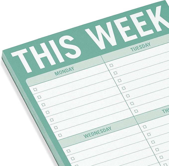 Knock Knock 1-Count This Week Pads, To Do List Notepads, 6 x 9-inches each (Sage Green)