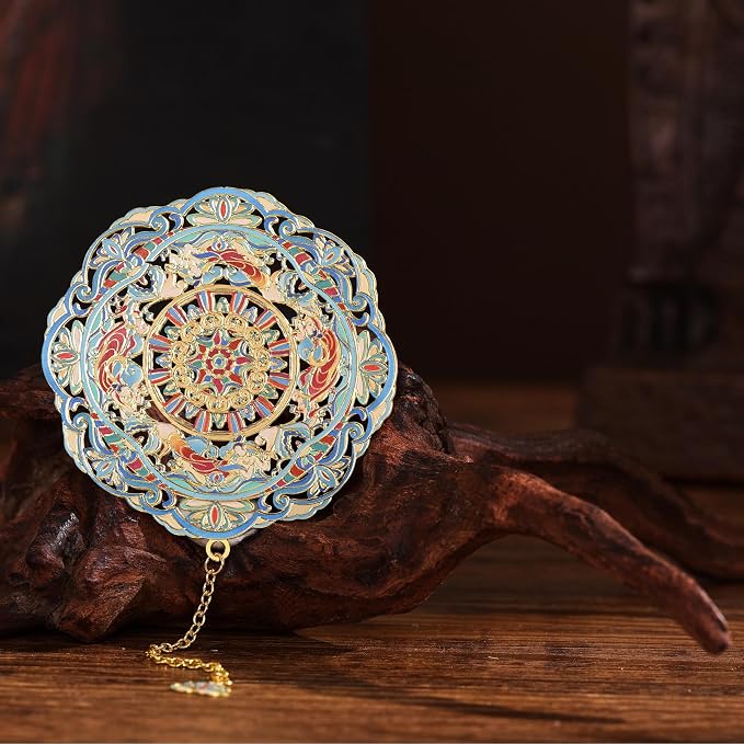 Luxury Metal Bookmark Gift Set, Dunhuang Themed, 1 Bookmark with Pendant, Elegant Christmas New Year Gift Box for Women Book Lovers Writers Readers Teenage