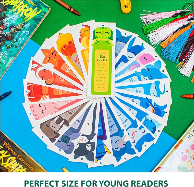 100 Pack Bookmarks for Kids, Bulk Book Marks for Reading with Cute Sea Animals Fun Facts | Classroom Rewards, Back to School Gifts for Students