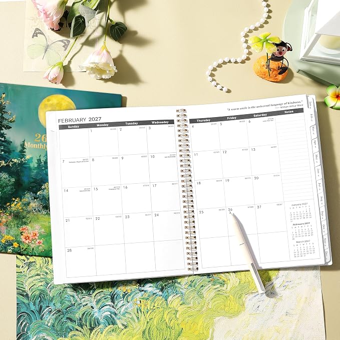 Monthly Planner 2026-2028 - Planner 2026-2028, Jul. 2026 - Jun. 2028, Monthly Planners 2026-2027 with Tabs, 9" x 11", Twin-wire Binding, Back Pocket, Note Pages