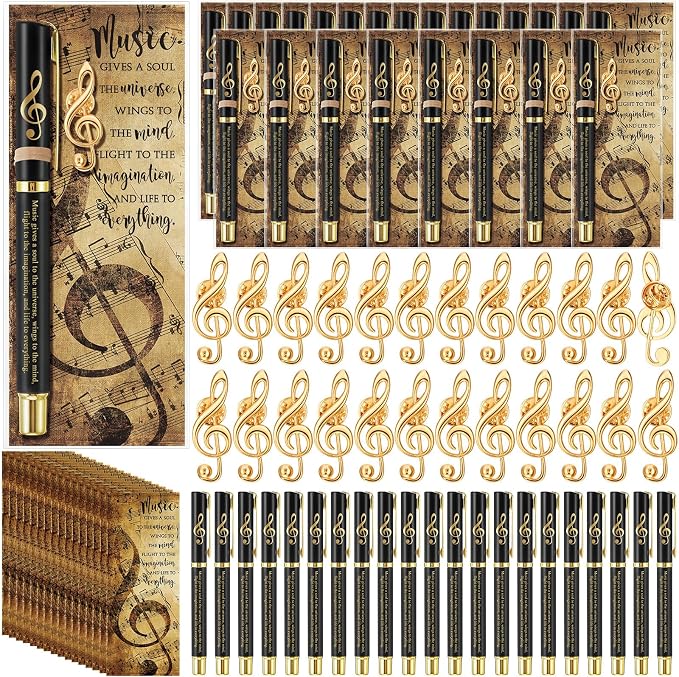 Sayglossy 24 Sets Music Themed Appreciation Gifts Bulk End of Year Gifts for Students Inspirational Musical Pens Pins and Bookmarks Music Party Favors for Musicians Band Choir Concert Teachers