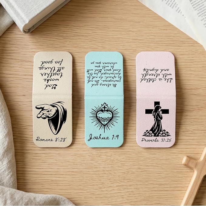 Personalized Bible Bookmark, Magnetic Leather Bookmark with Initial, Scripture Bookmark, Christian Gift for Women Men, Religious Gift, Faith Bookmark