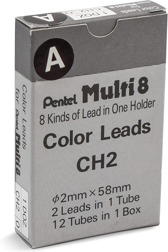 Pentel Arts 8 Colour Pencil Lead Refill, Black, 24 Pieces of Lead (CH2-A)