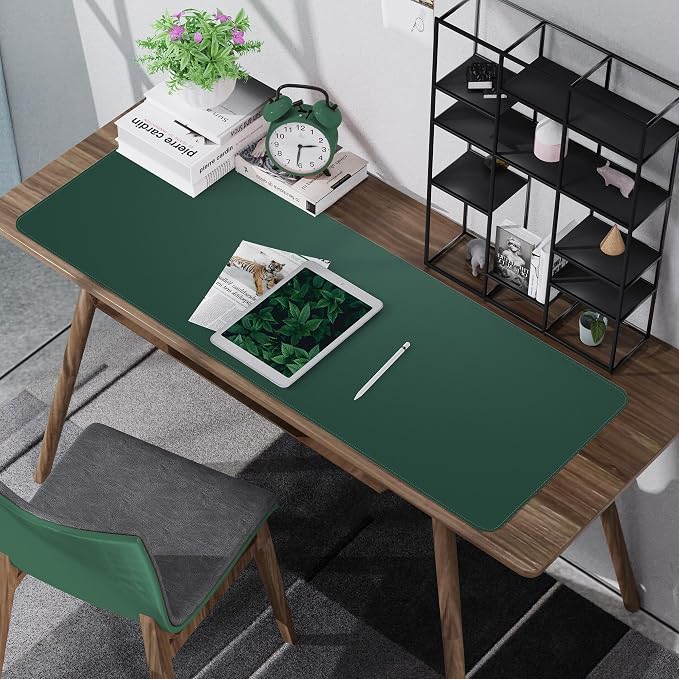 AFIING Cork Desk Mat 55" x 17", Dual-Sided Natural Cork & PU Leather Desk Pad, Non-Slip Waterproof Large Mouse Pad for Office, Home & Gaming (Dark Green)