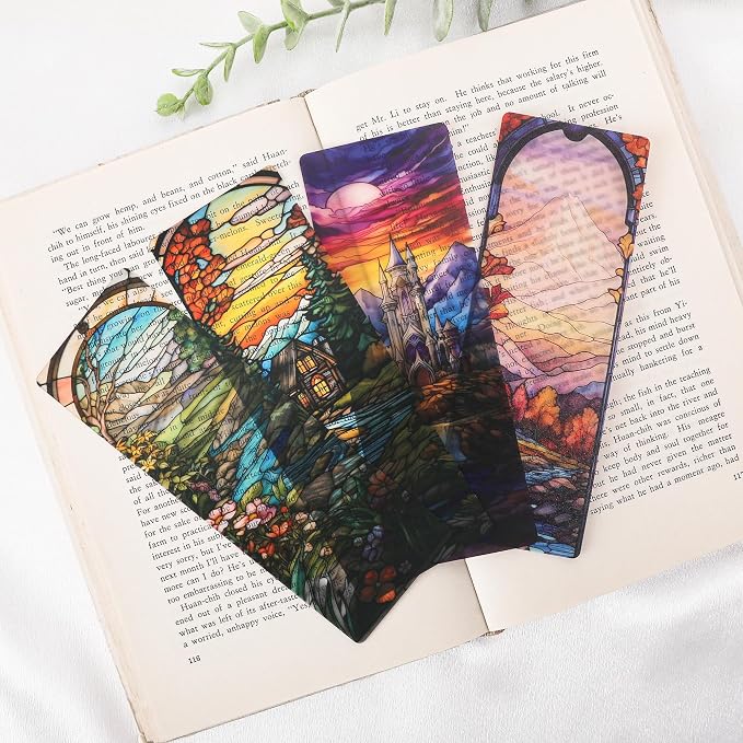 Fantasy Acotar Bookmark Gifts - 10 Pcs Personalized Stained Glass Bookmarks for Women Book Lovers Dark Romance Vintage Page Marks Reading Accessories Bookish Gift for Birthday Back to School