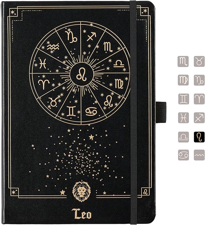 AuroPlanner Leo Zodiac Undated Planner – Monthly Weekly Daily Astrology Portable Journal Notebook, A5 (5.8” × 8.3”), 160 Pages 4-Month Layout, 100 GSM Paper