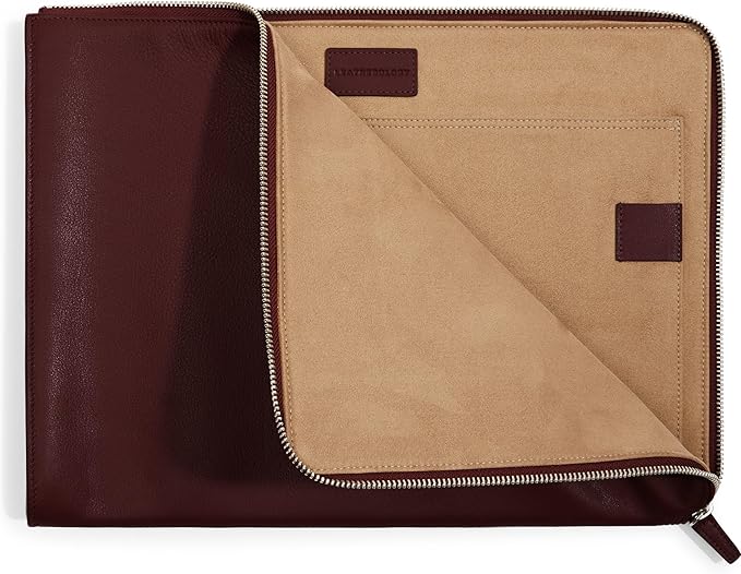 Leatherology Bordeaux Gusseted Document and Laptop Holder – Full Grain Leather Case for 13" & 15" Laptops with Expanding Pocket, Pen Slot & Microsuede Lining