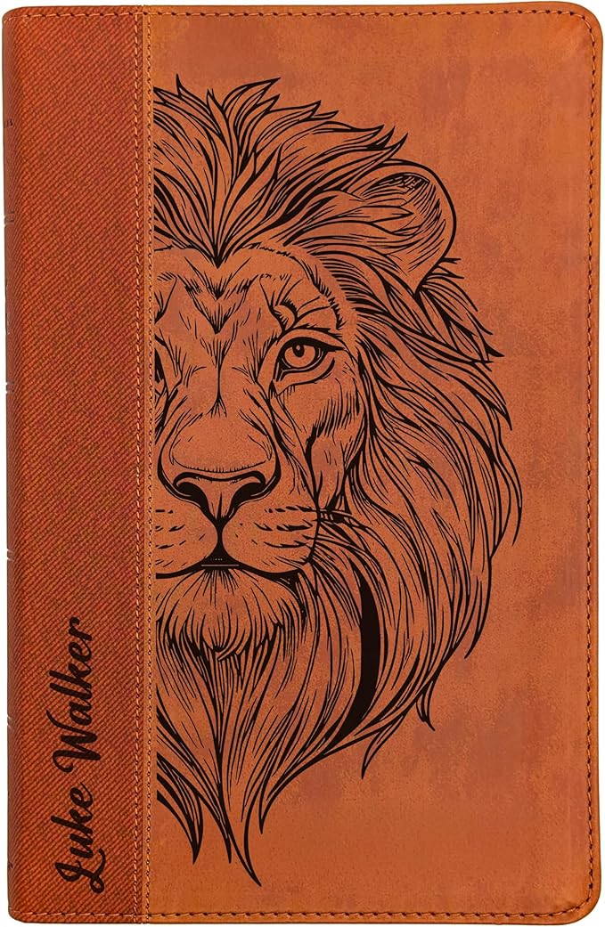 Farm and Posh Personalized NIV Personal Bible with Crown of Thorns | Large Print (Brown Lion Front)
