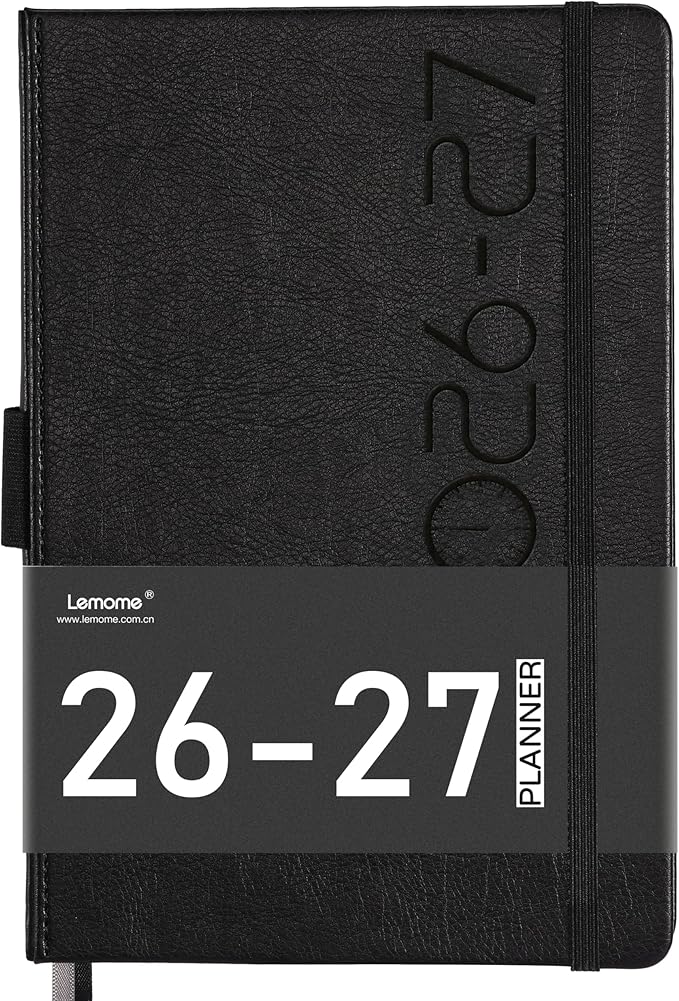 2026-2027 Planner - Planner 2026-2027 with Pen Loop, Jul 2026 - Jun 2027, to Achieve Your Goals & Improve Productivity, Thick Paper, 40 Note Pages, Inner Pocket, 5.75" x 8.25" - Black