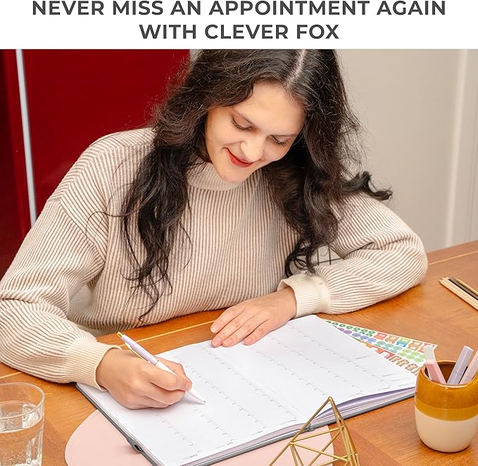 Clever Fox Appointment Book Dated Jan 2026-Jan 2027 – Hourly Schedule Planner with 15-Minute Increments – Time Box Planner for Daily Work & To-Dos – Hardcover, 8.3x11″ (Silver Black)