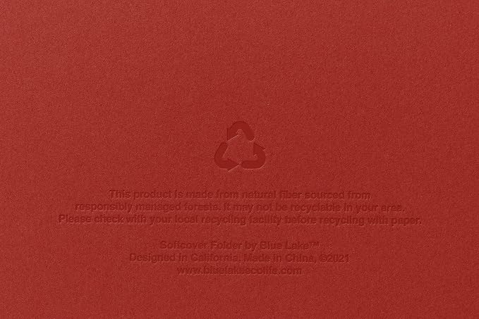 Blue Lake ECOLIFE Recyclable Paper 6-Pockets Expanding File Document Folder Plastic Free, Accordian File Organizer - A4 Letter Size, 200 Sheet Capacity for School, Office, Home Ruby