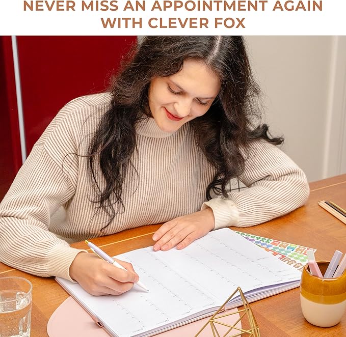 Clever Fox Appointment Book Dated Jan 2026-Jan 2027 – Hourly Schedule Planner with 15-Minute Increments – Time Box Planner for Daily Work & To-Dos – Hardcover, 8.3x11″ (Rose Gold)