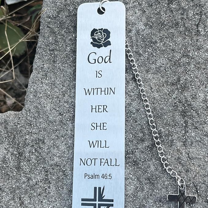 Bible Bookmarks Book Markers, Metal Christian Bookmark Gift Accessories (God is Within her)
