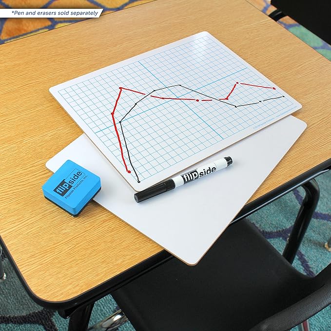Flipside Products 9" x 12" XY Axis Two-Sided Dry Erase Boards 12 Pack, White Boards, Classroom Pack, Double Sided Lapboard for Class, Reusable for Group Participation, Bulk