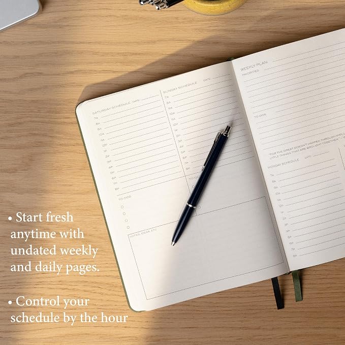 Anecdote 2026-2027 Planner: 52 Week Daily Planner, Yearly, Monthly & Weekly Workflow for Planning Your Success – Vegan Leather Hardcover, Start Anytime & Achieve your Goals - Camel