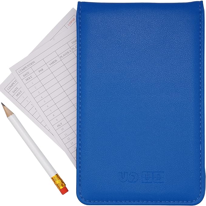 Leather Golf Scorecard Holder & Yardage Book Cover – Slim Microfiber Leather Case for Walking Players | Fits 4.5"x7" Scorecards & Yardage Books | Bonus Pencil & Scorecards