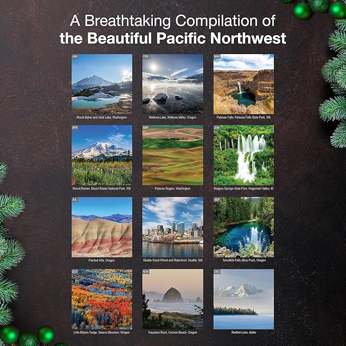 MICASA PRESS Pacific Northwest 2026 Wall Calendar 12 Month | 12" x 24" Open | Thick & Sturdy Paper | Holiday Gift | Oregon Coast Travel Calendar 2026