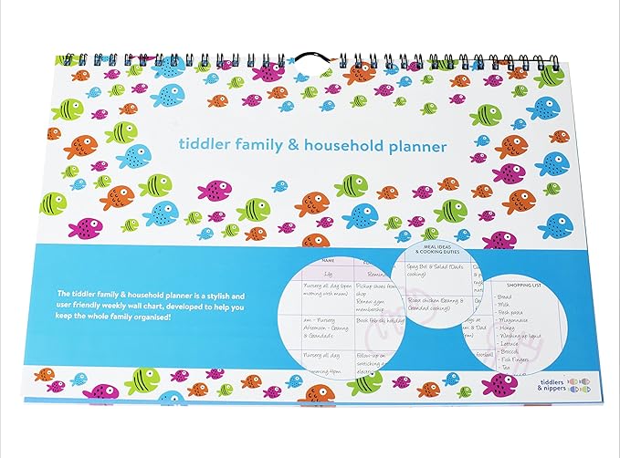 tiddler family & household planner | Undated Weekly Family Organizer/Planner Calendar | Clever Layout in A4 Size (11.7" x 8.3") | Space For 6 People & 1 Years Planning | Features (Friendly Fish)