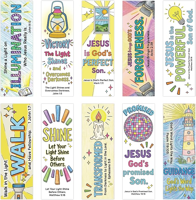 Vacation Bible School Bookmarks, 100PCS Vacation Bible 2026 Book Marks for Reading Kids, Christian Bible Verse Paper Book Marker Clips for Church Sunday School Classroom Bulk Religious Gifts