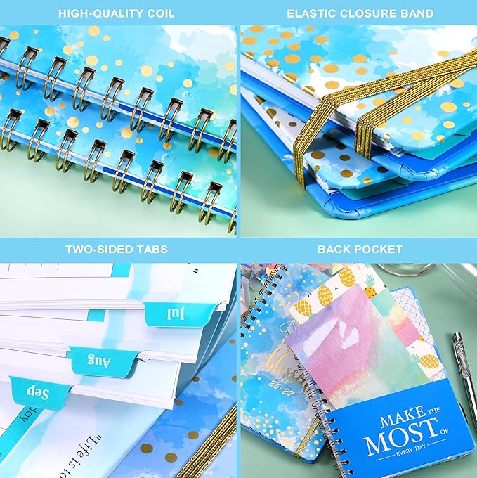 2026-2027 Planner - Weekly & Monthly Planner 2026-2027 with Tabs, July 2026 - June 2027, 6.3" x 8.4", Hardcover with Back Pocket + Thick Paper + Twin-Wire Binding - Blue