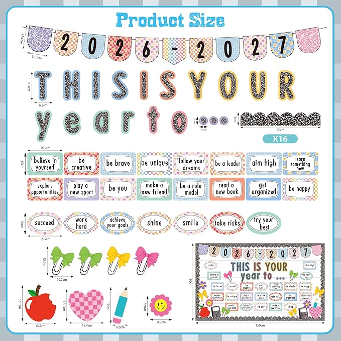 Composition Notebooks Classroom Bulletin Board Set This is Your Year Classroom Decoration Inspirational Welcome Back to School for School Office Chalkboard Wall Door Learning Activities Decor Supplies