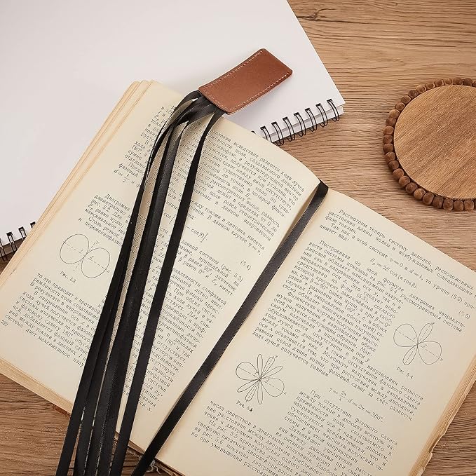 Outus 9 Pieces Bible Ribbon Bookmark Multi Ribbon Page Markers Artificial Leather Bookmark for Books(Black Ribbon)