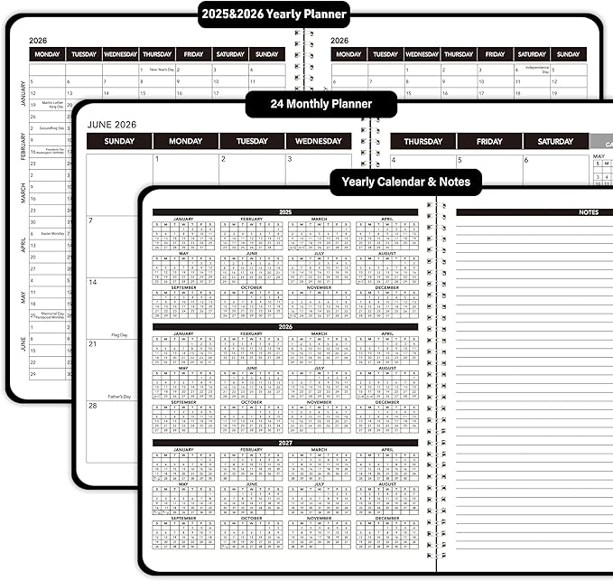 Monthly Academic Planner 2025-2026 Monthly Calendar Planner from Jan 2025 - Dec 2026, 9'' x 11'', Organize Schedule for School, Office, Family