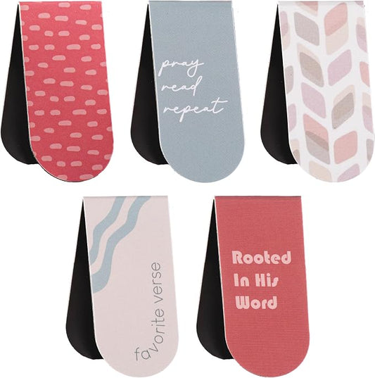 DiverseBee Magnetic Bible Bookmarks - 5 Pack Magnetic Book Marks for Reading Women, Men and Kids, Page Markers, Bible Study Supplies and Christian Gifts, Bible Accessories (Pray)